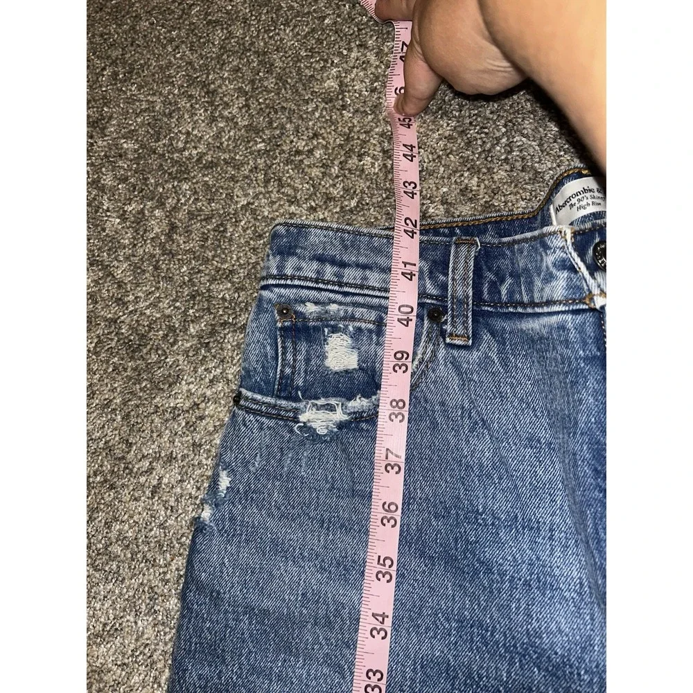 Abercrombie‎ Fitch The 90s Skinny High Rise Distressed Jeans Womens Size 29/8